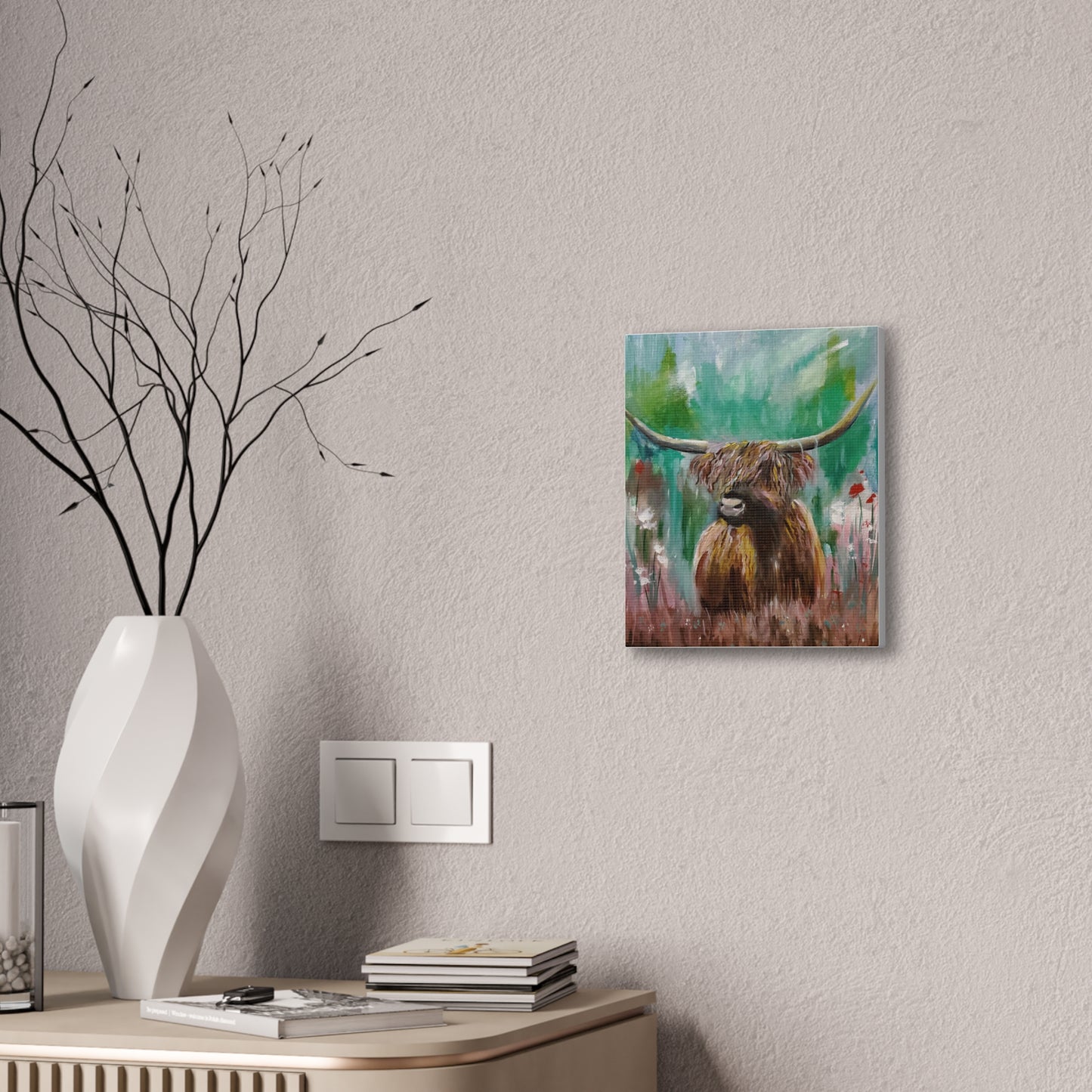Impressionistic Highland Cow, Canvas Stretched