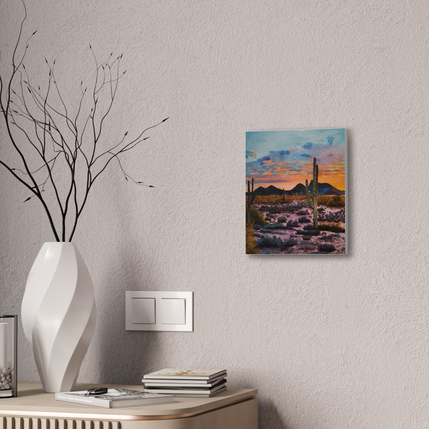 Desert Cactus at Sunset Canvas Stretched, 0.75"