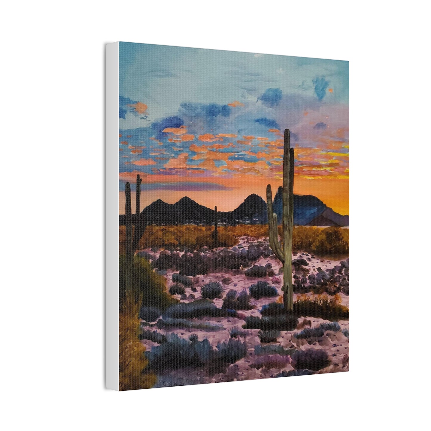 Desert Cactus at Sunset Canvas Stretched, 0.75"