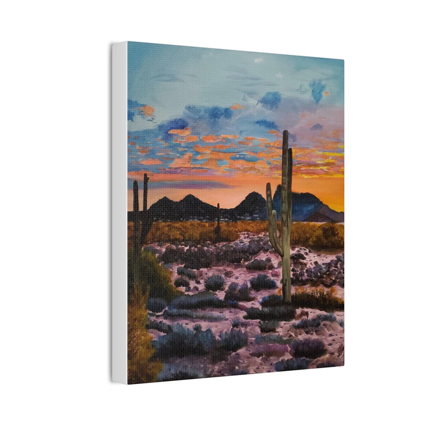 Desert Cactus at Sunset Canvas Stretched, 0.75"