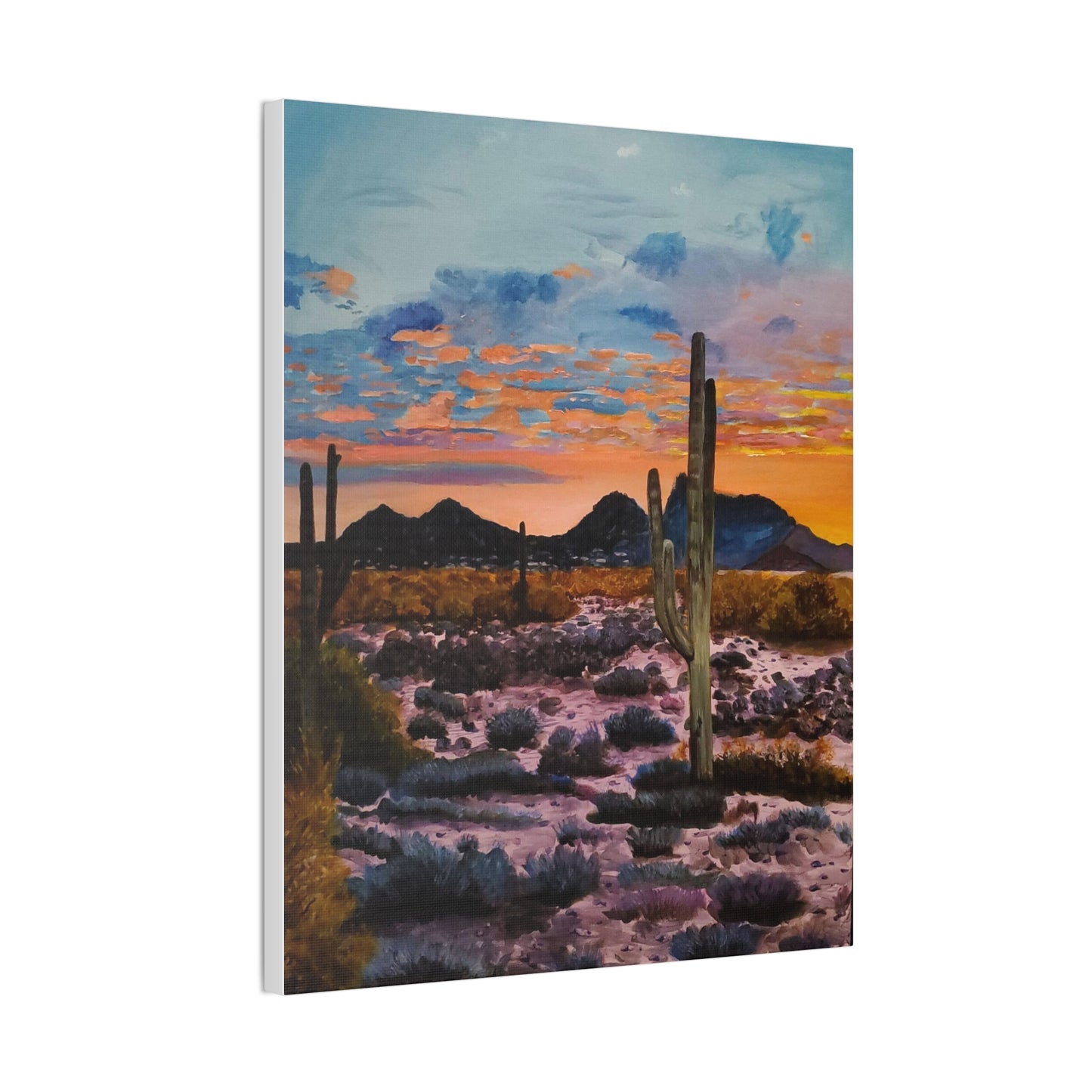 Desert Cactus at Sunset Canvas Stretched, 0.75"