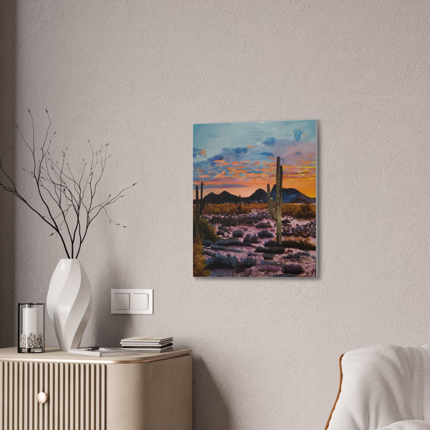 Desert Cactus at Sunset Canvas Stretched, 0.75"
