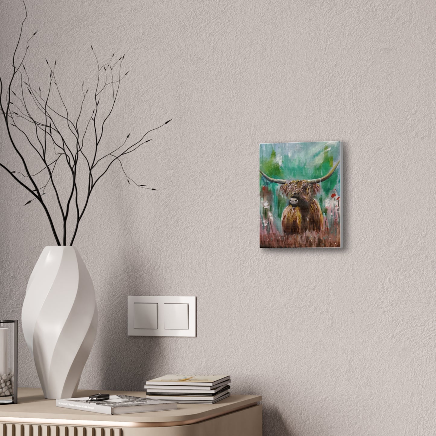 Impressionistic Highland Cow, Canvas Stretched