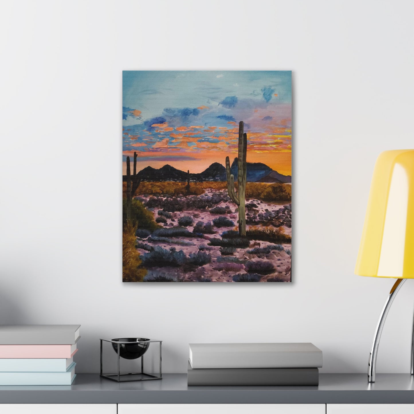 Desert Cactus at Sunset Canvas Stretched, 0.75"