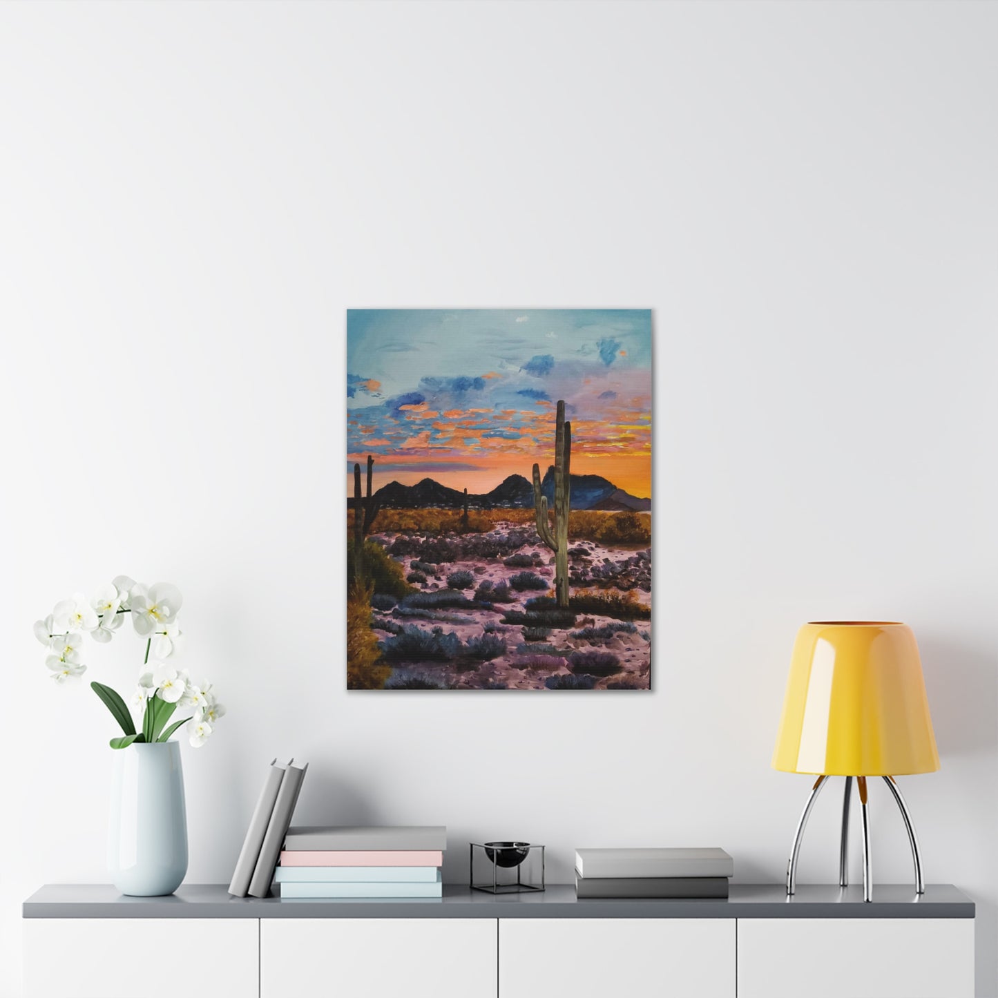 Desert Cactus at Sunset Canvas Stretched, 0.75"