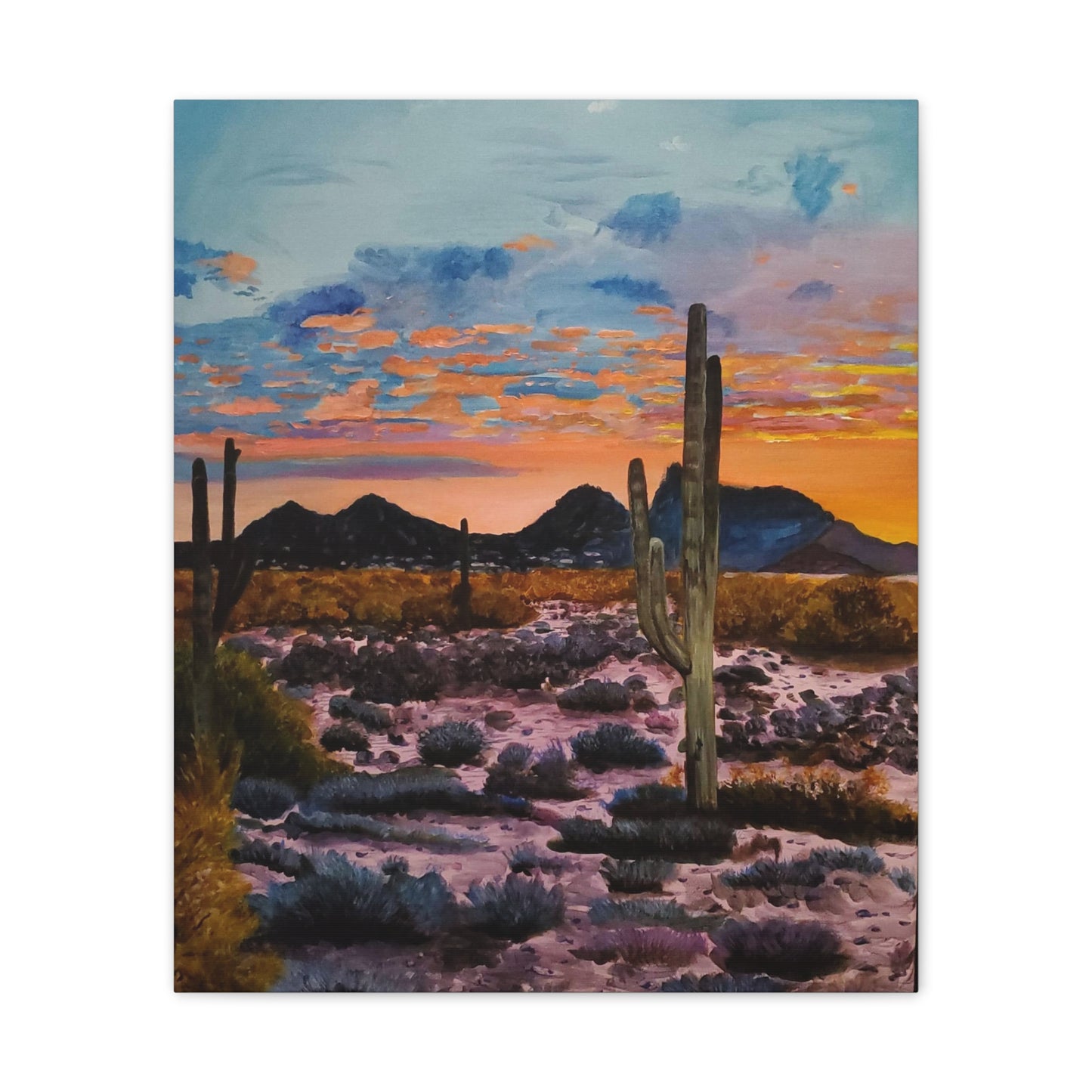 Desert Cactus at Sunset Canvas Stretched, 0.75"