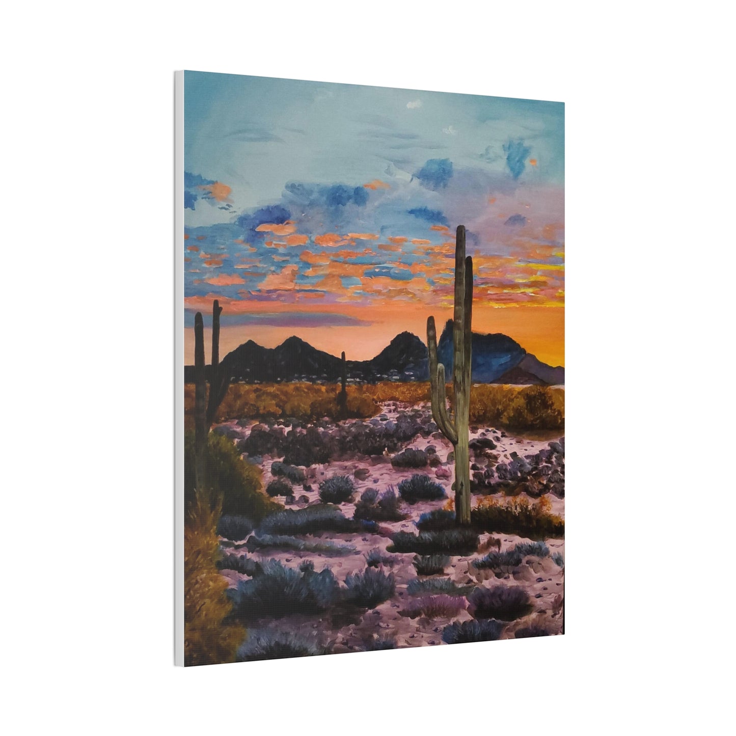 Desert Cactus at Sunset Canvas Stretched, 0.75"