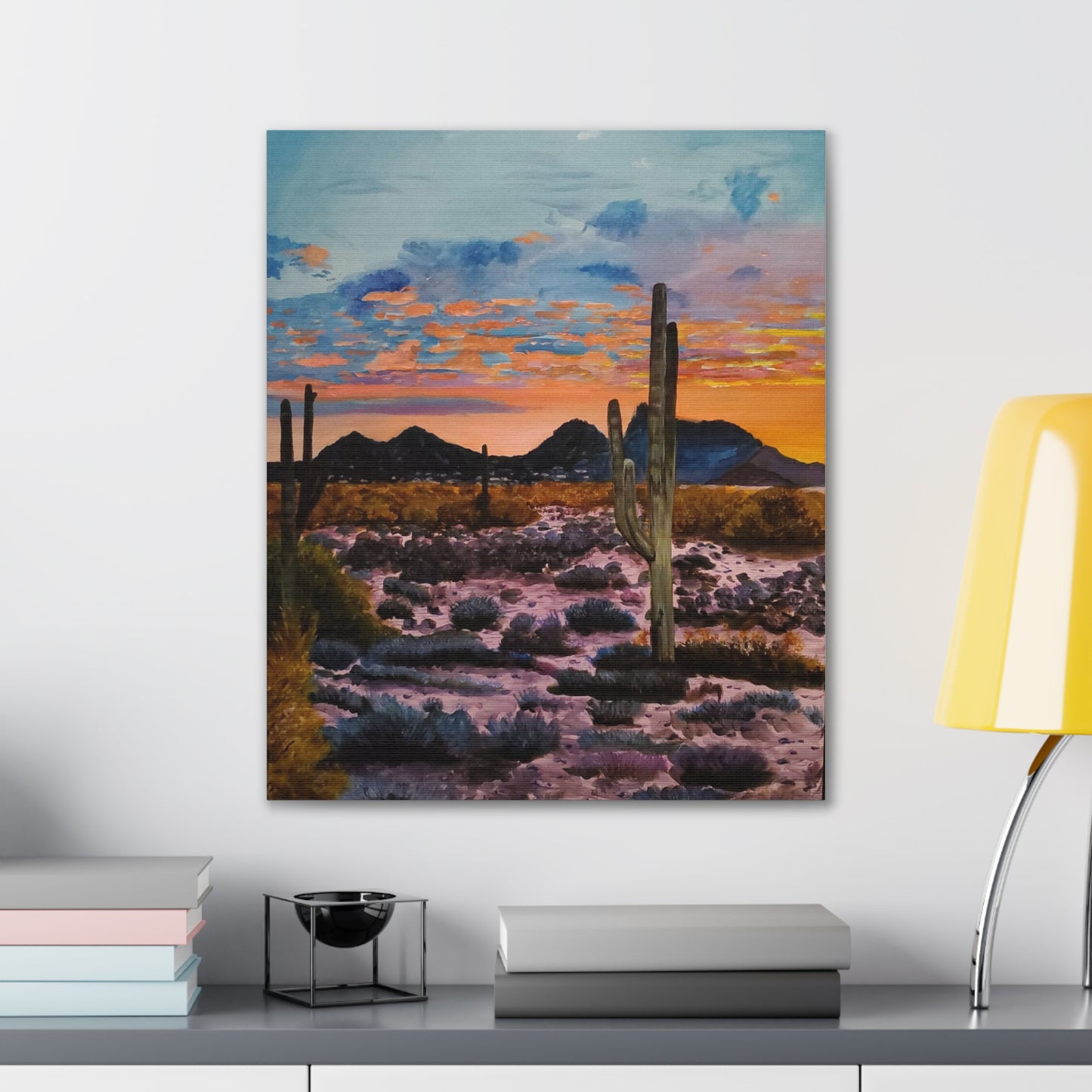 Desert Cactus at Sunset Canvas Stretched, 0.75"