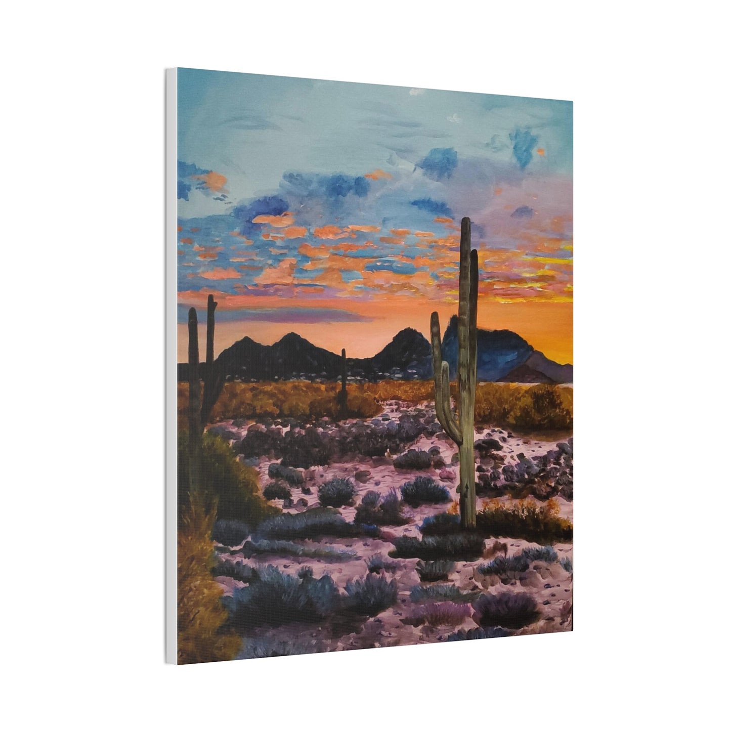 Desert Cactus at Sunset Canvas Stretched, 0.75"