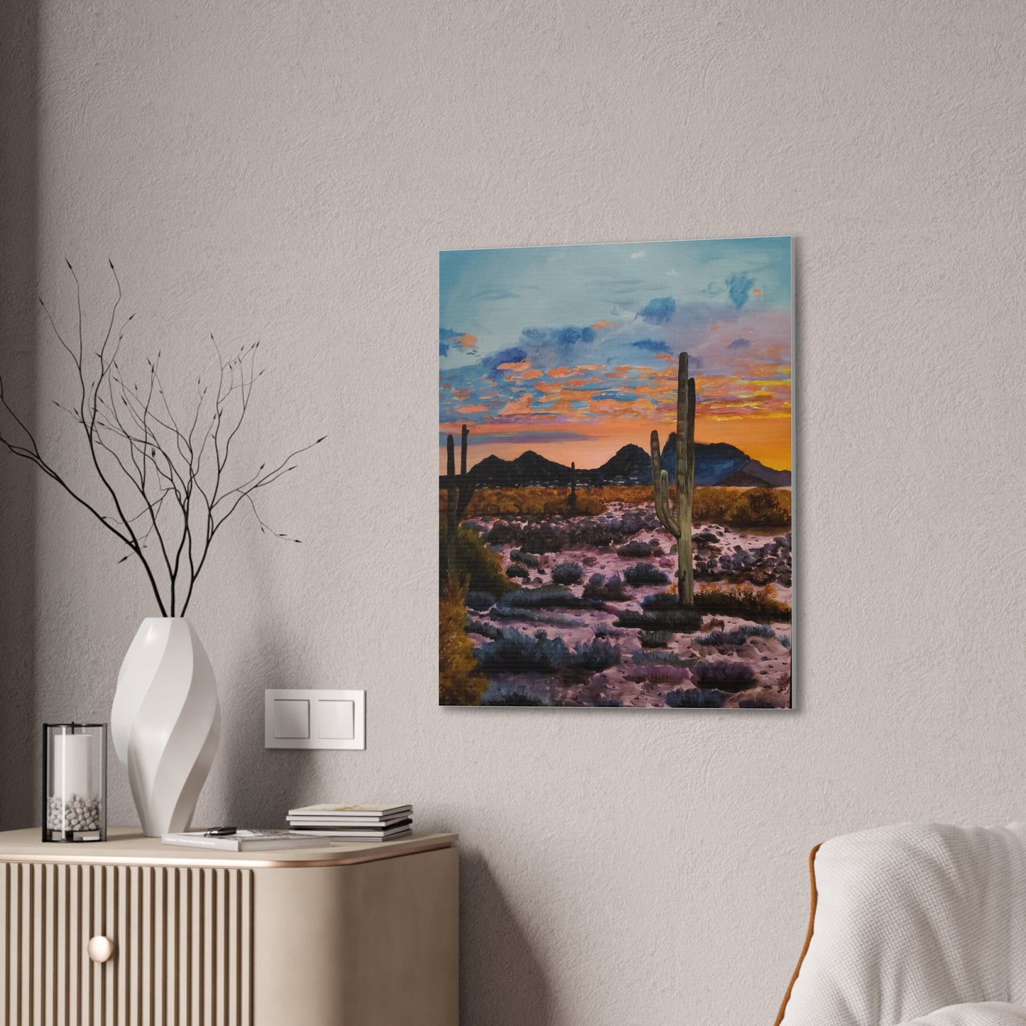 Desert Cactus at Sunset Canvas Stretched, 0.75"