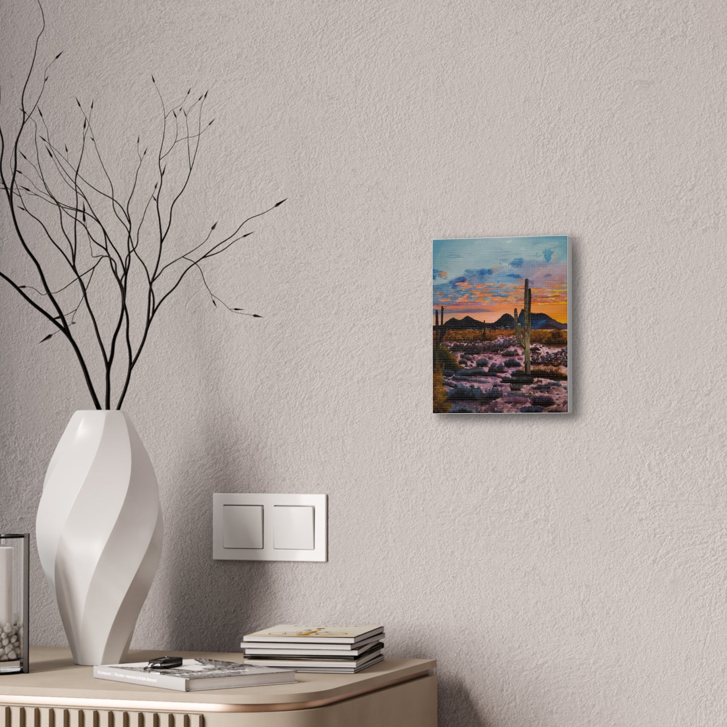 Desert Cactus at Sunset Canvas Stretched, 0.75"
