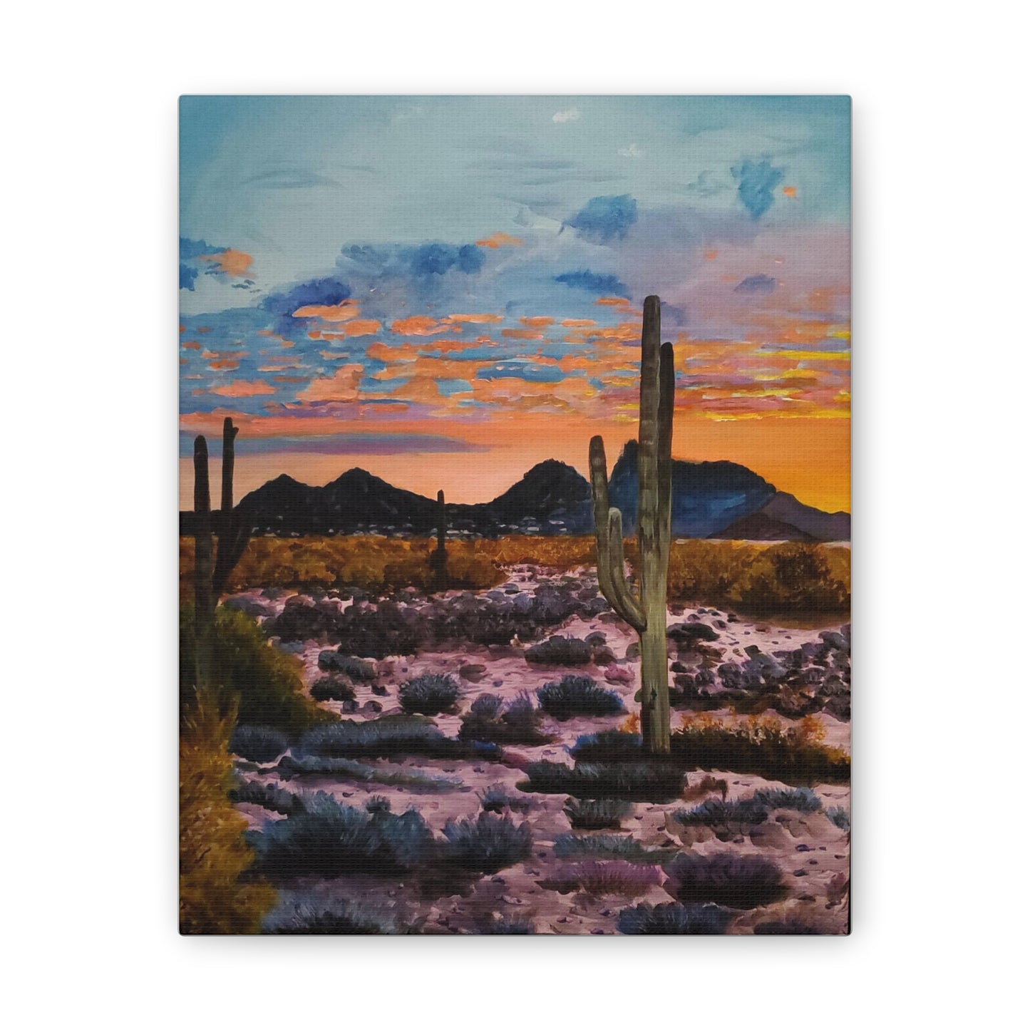 Desert Cactus at Sunset Canvas Stretched, 0.75"