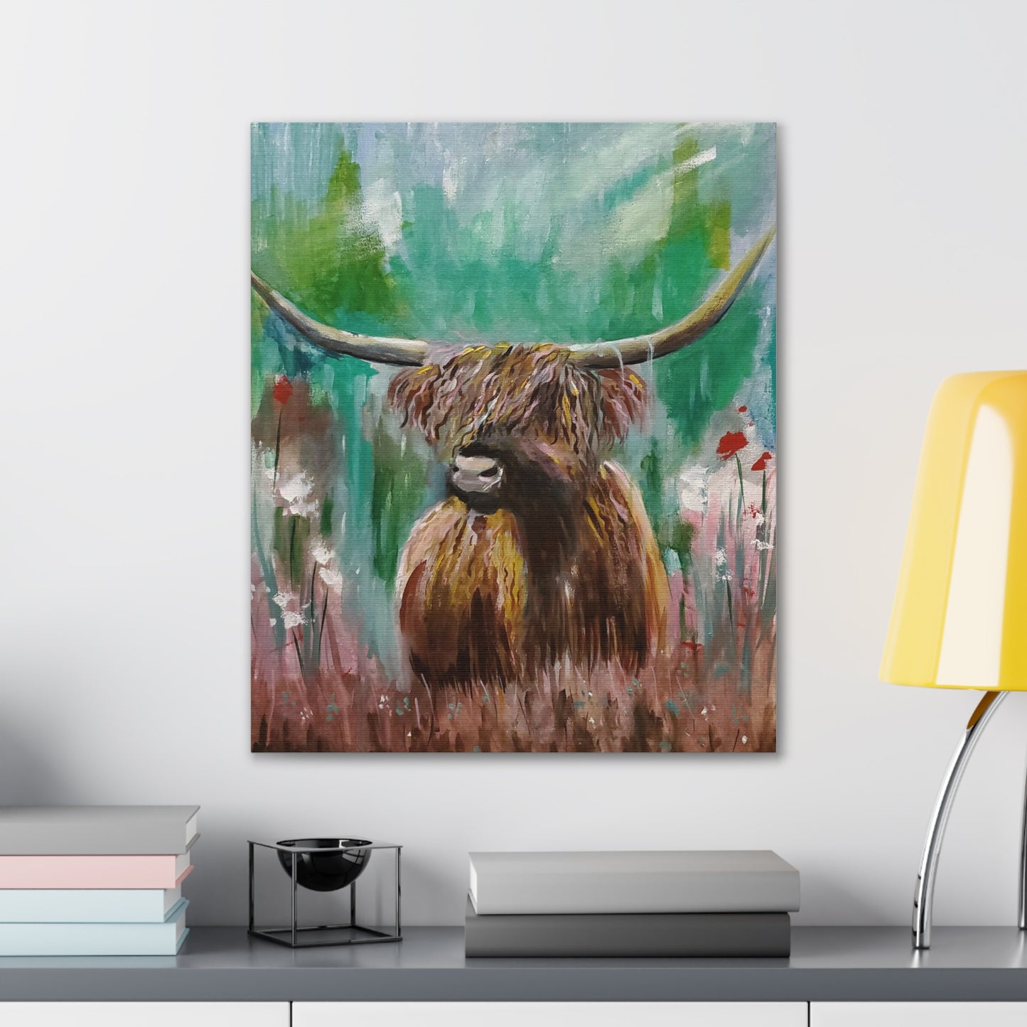 Impressionistic Highland Cow, Canvas Stretched