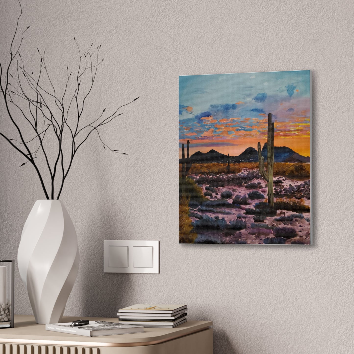 Desert Cactus at Sunset Canvas Stretched, 0.75"