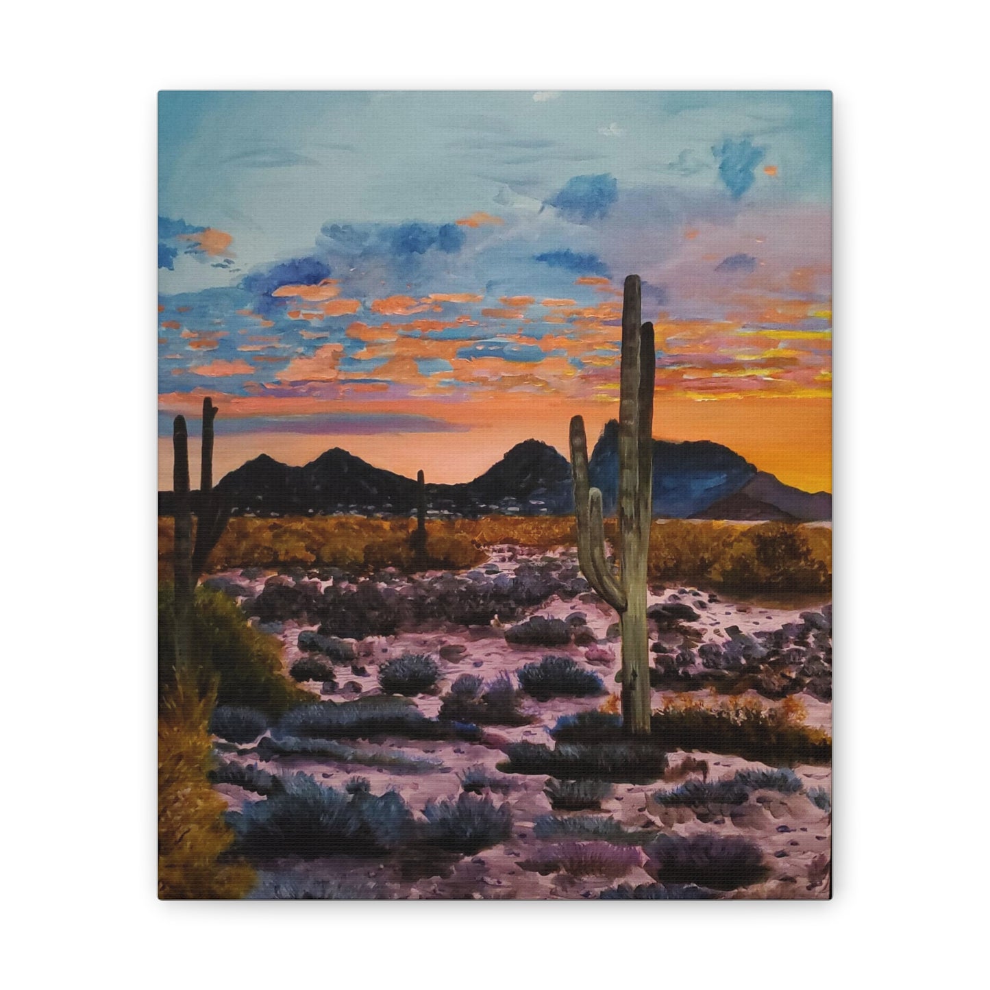 Desert Cactus at Sunset Canvas Stretched, 0.75"
