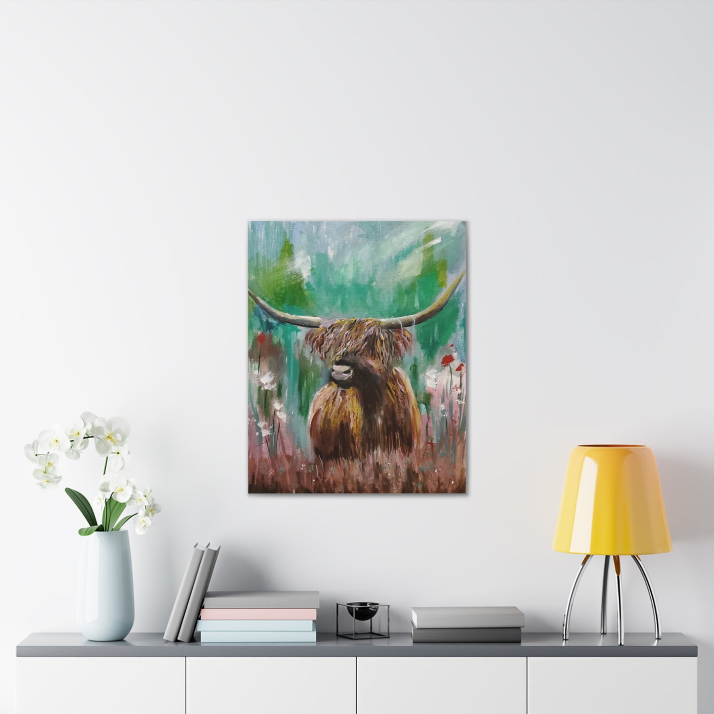Impressionistic Highland Cow, Canvas Stretched