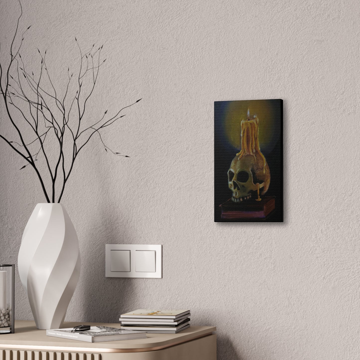 Skull and Candle, Canvas Stretched