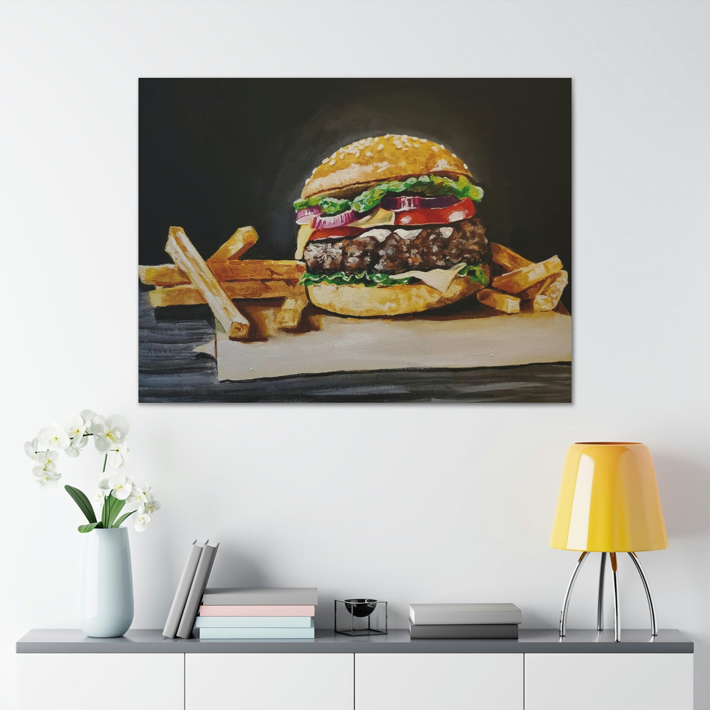 Hamburger and Fries Canvas Stretched