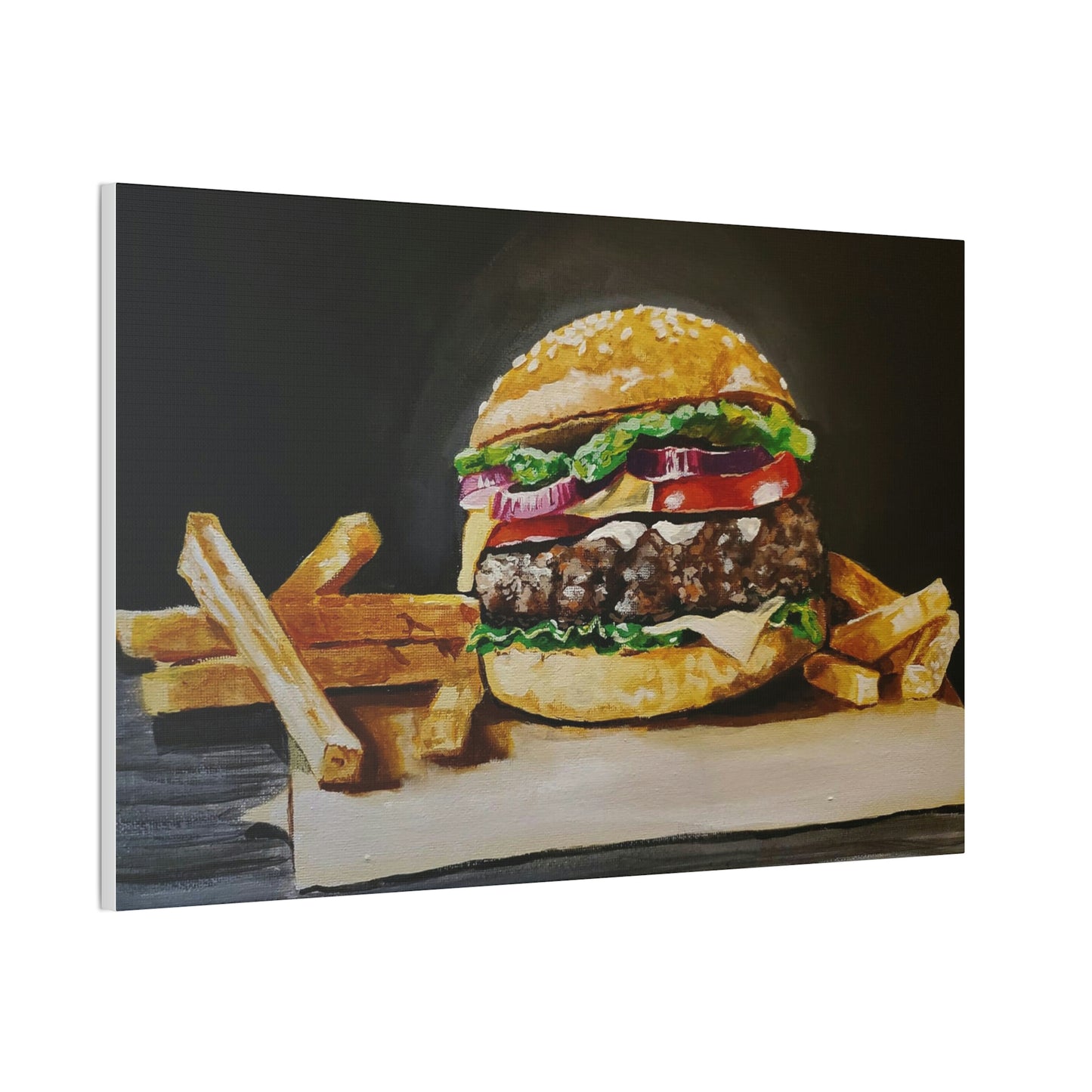 Hamburger and Fries Canvas Stretched
