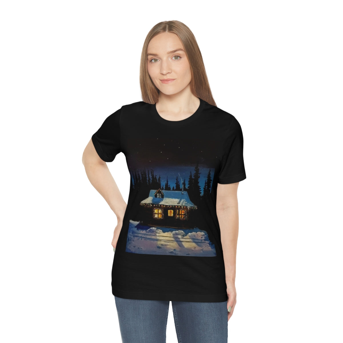 Christmas Cabin Unisex Jersey Short Sleeve Tee