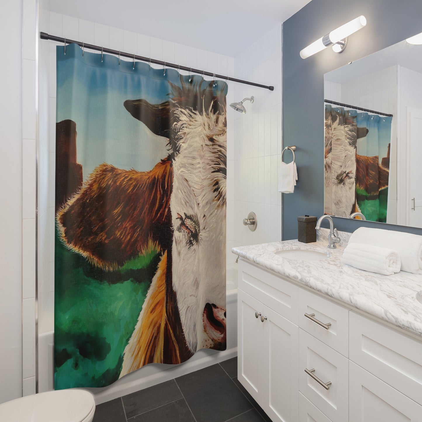 A Bunch of Bull (right side) Shower Curtain