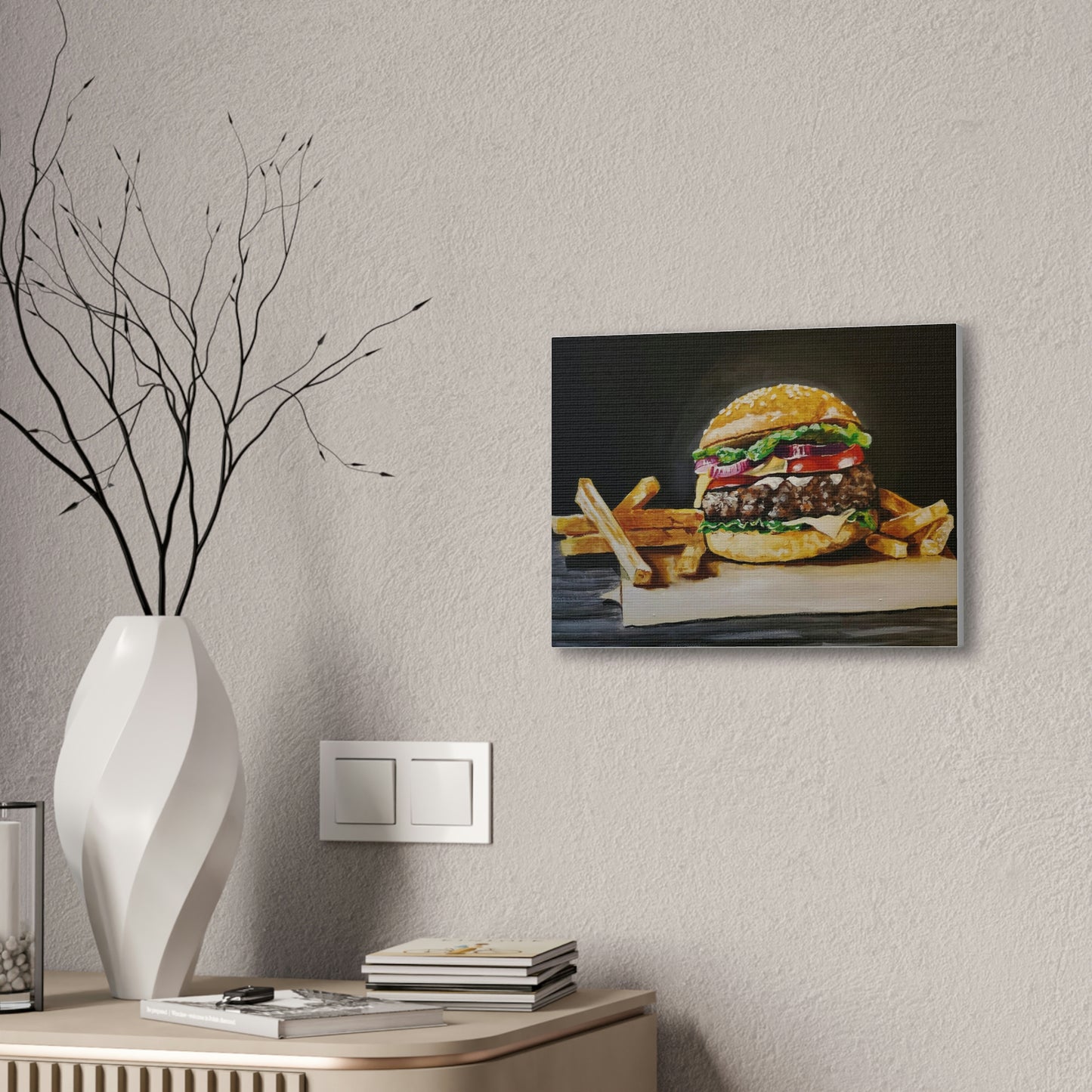 Hamburger and Fries Canvas Stretched