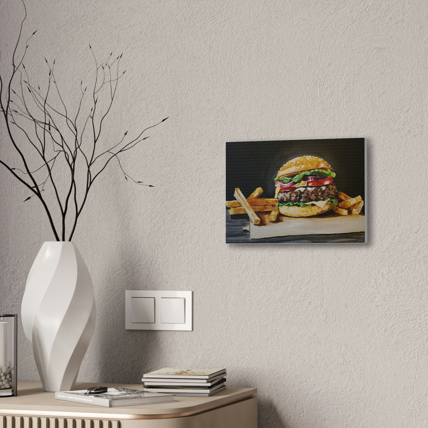 Hamburger and Fries Canvas Stretched