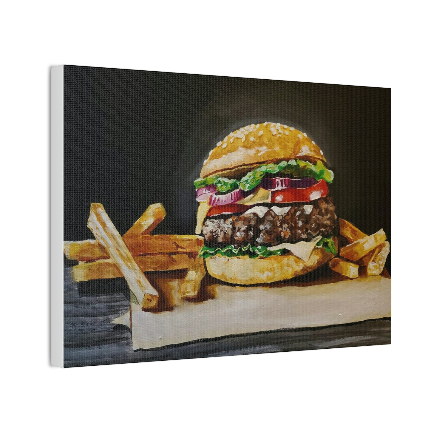 Hamburger and Fries Canvas Stretched