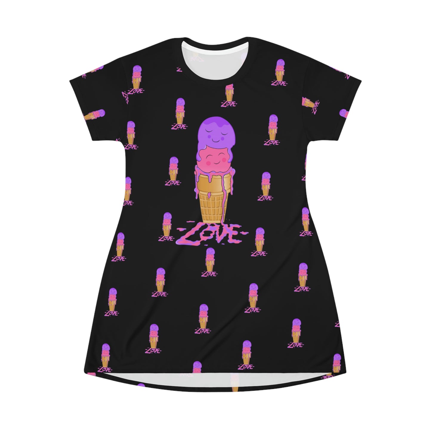 Scoops of Love All Over Print T-Shirt Dress