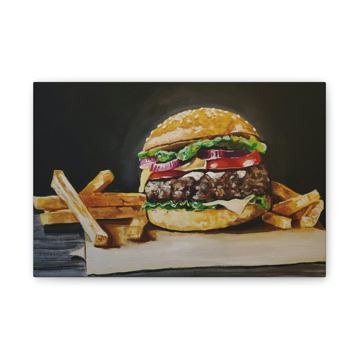 Hamburger and Fries Canvas Stretched