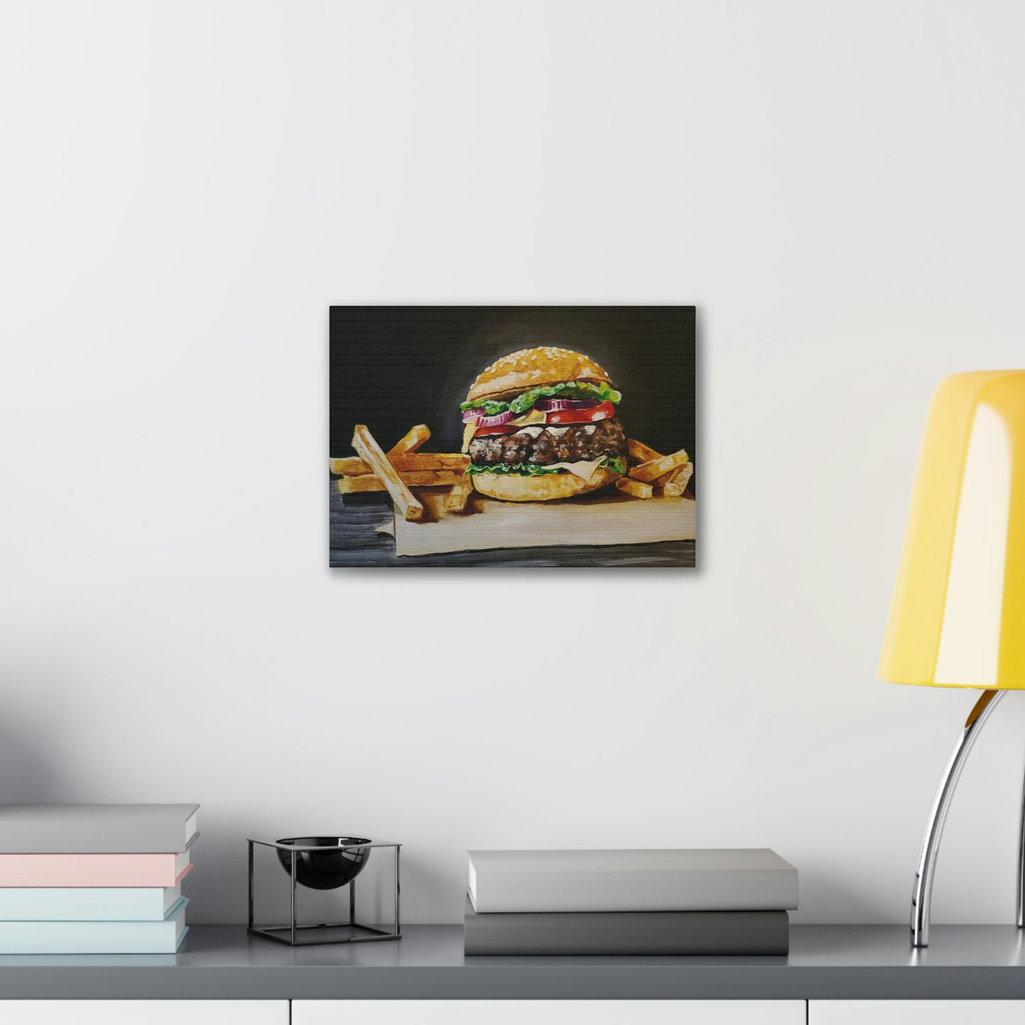 Hamburger and Fries Canvas Stretched