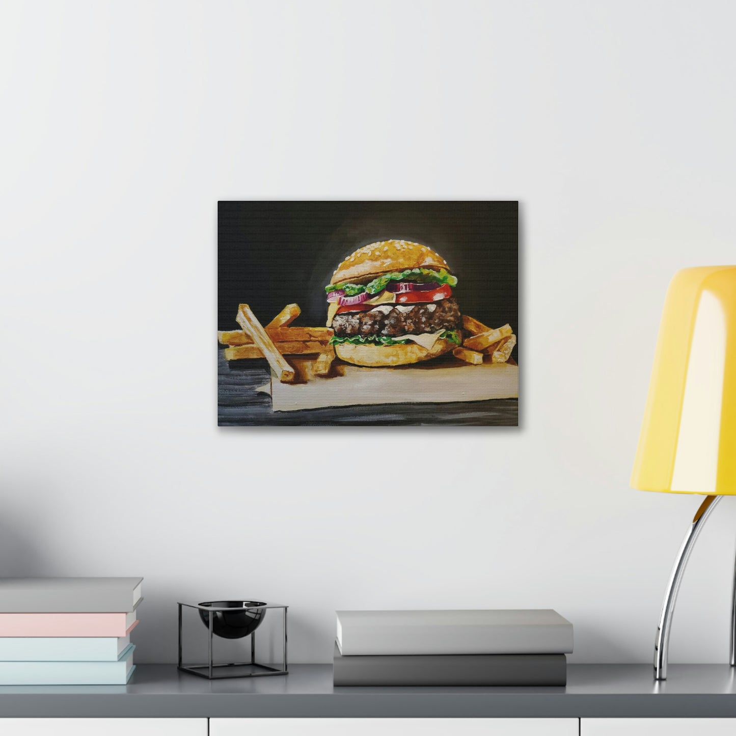 Hamburger and Fries Canvas Stretched