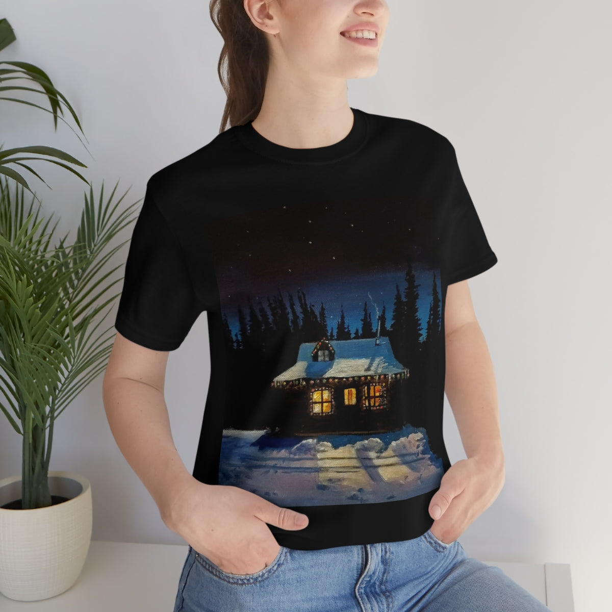 Christmas Cabin Unisex Jersey Short Sleeve Tee