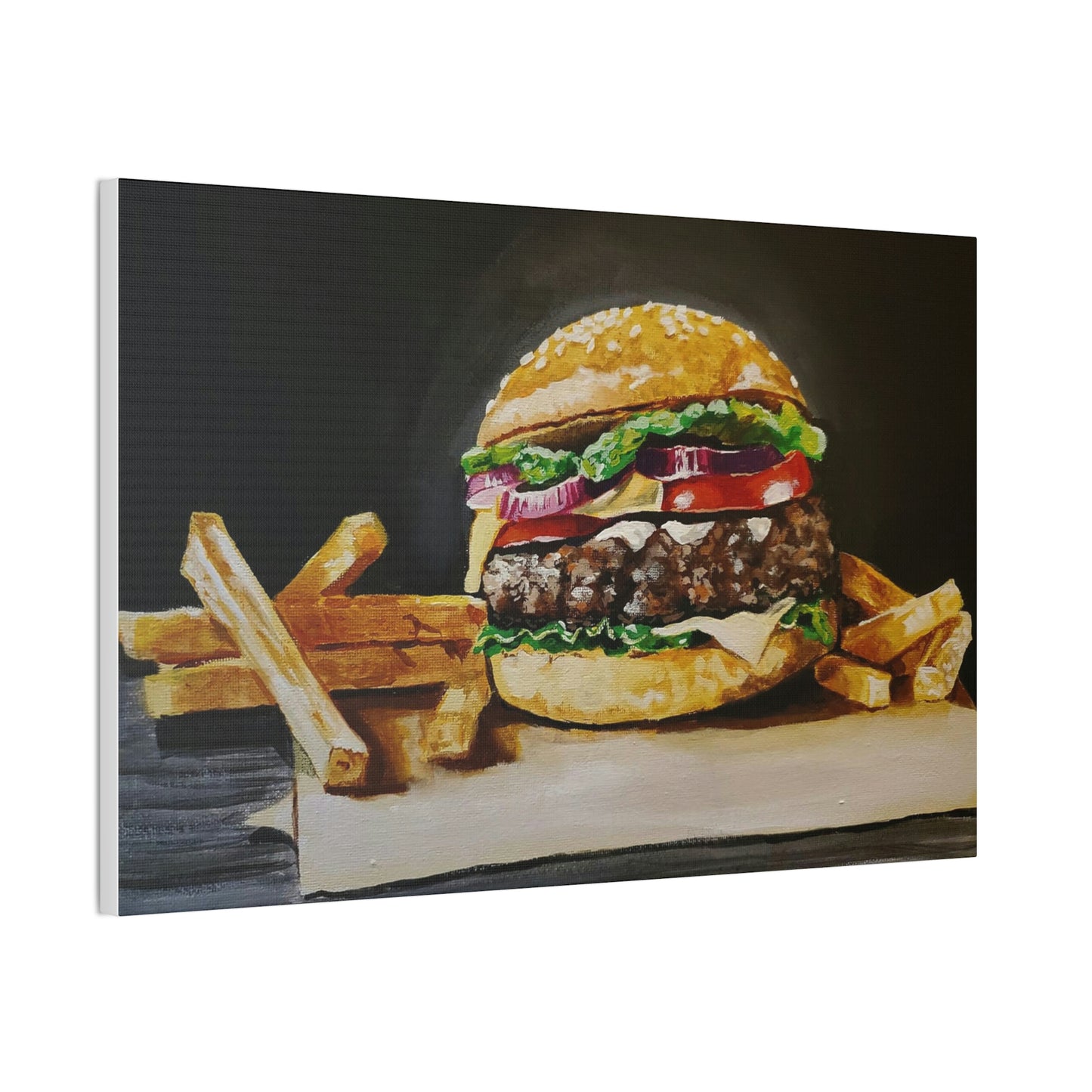 Hamburger and Fries Canvas Stretched
