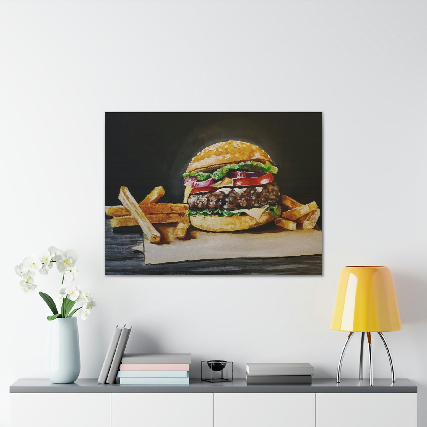 Hamburger and Fries Canvas Stretched