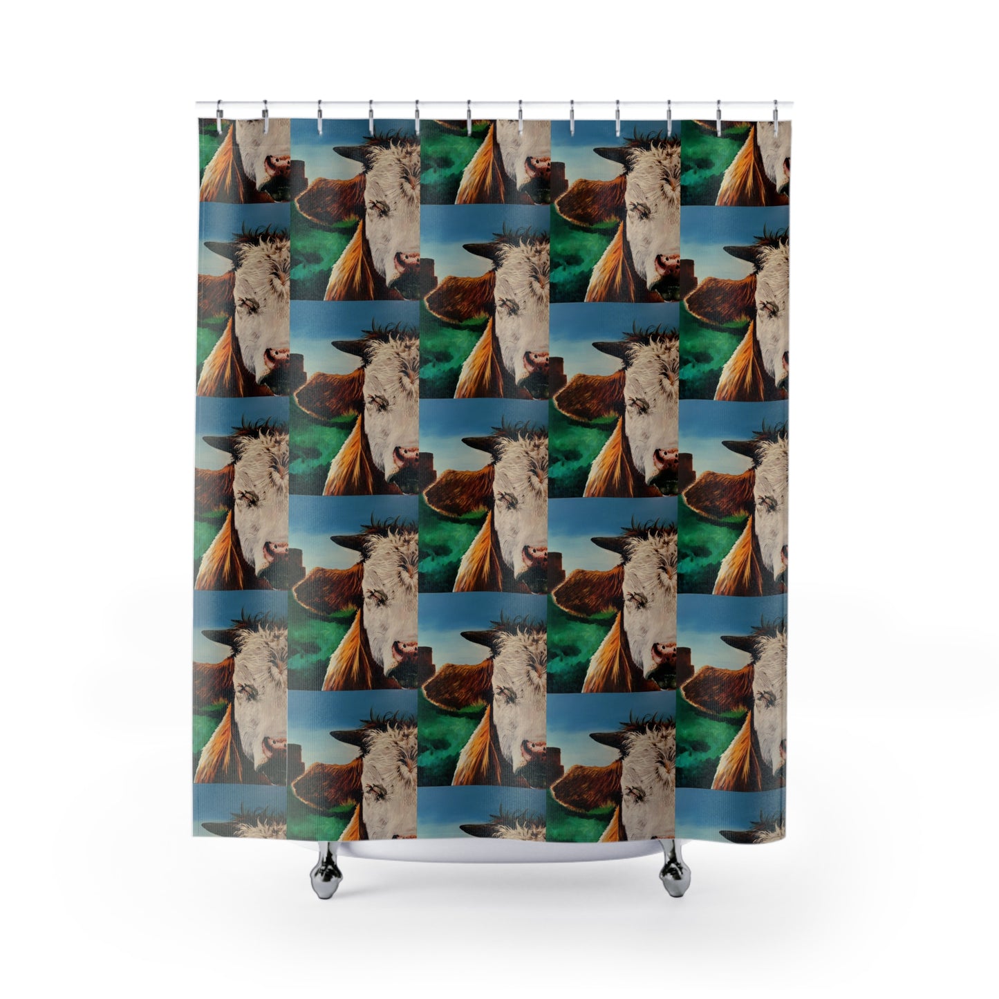 A Bunch of Bull (Grid) Shower Curtain