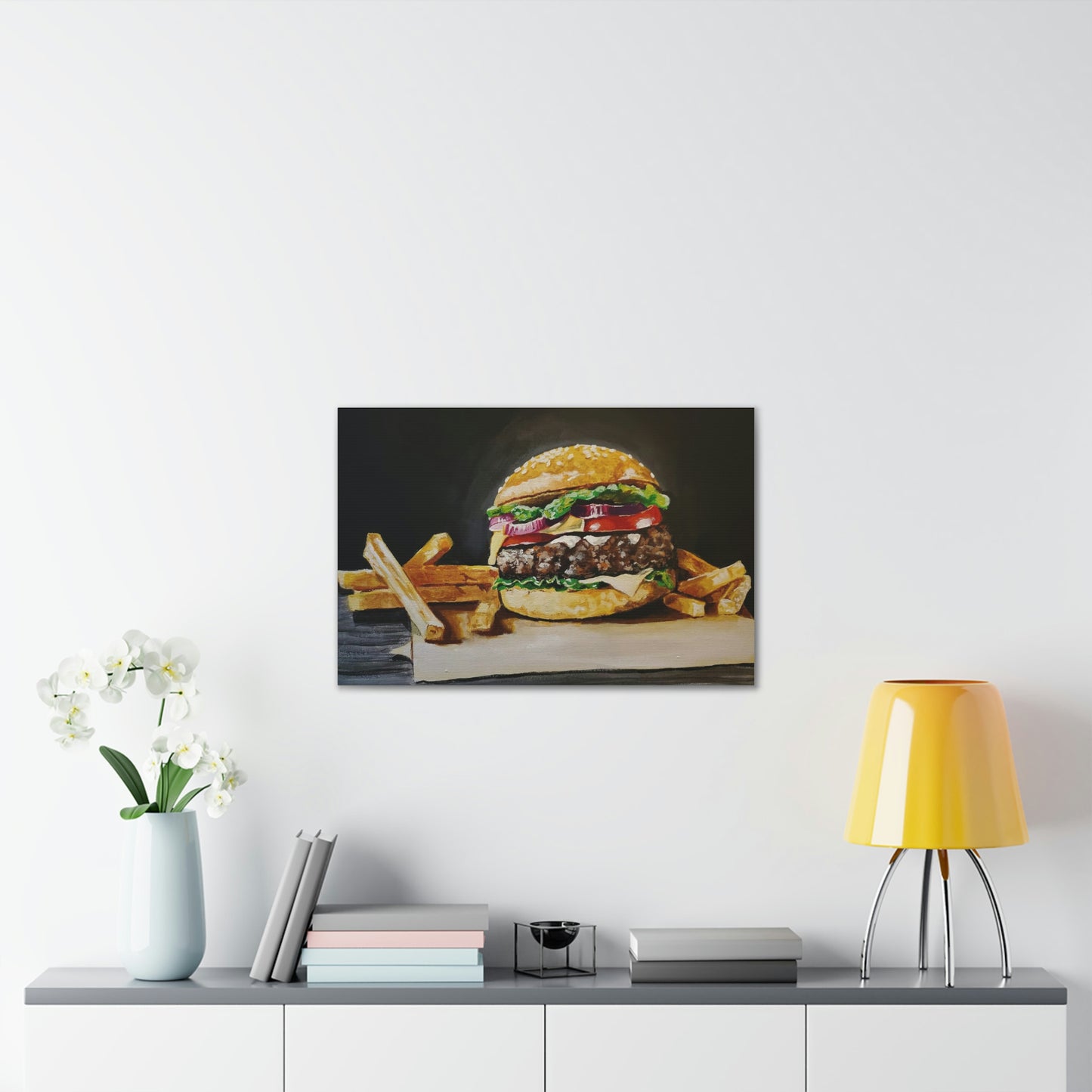 Hamburger and Fries Canvas Stretched