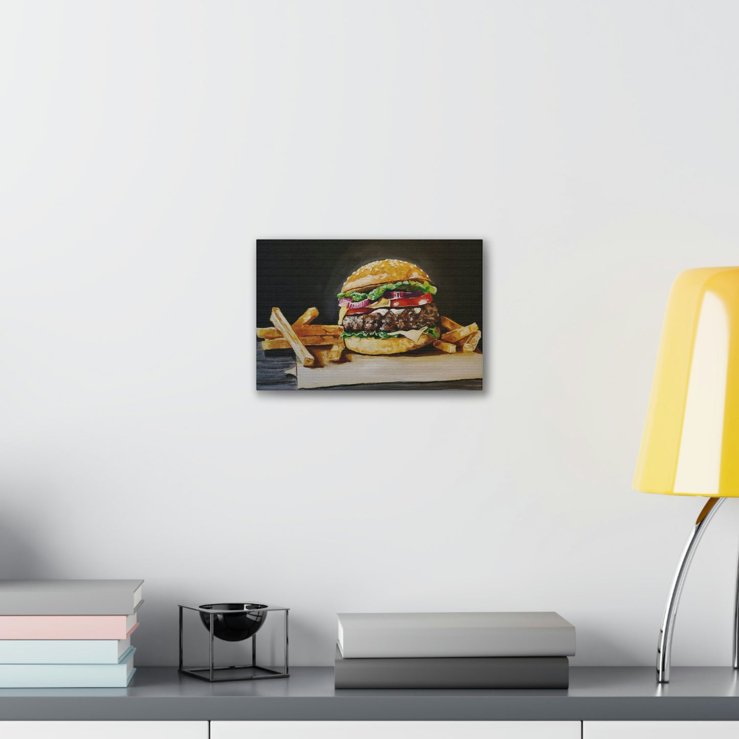 Hamburger and Fries Canvas Stretched