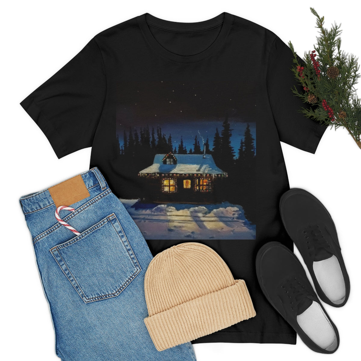 Christmas Cabin Unisex Jersey Short Sleeve Tee