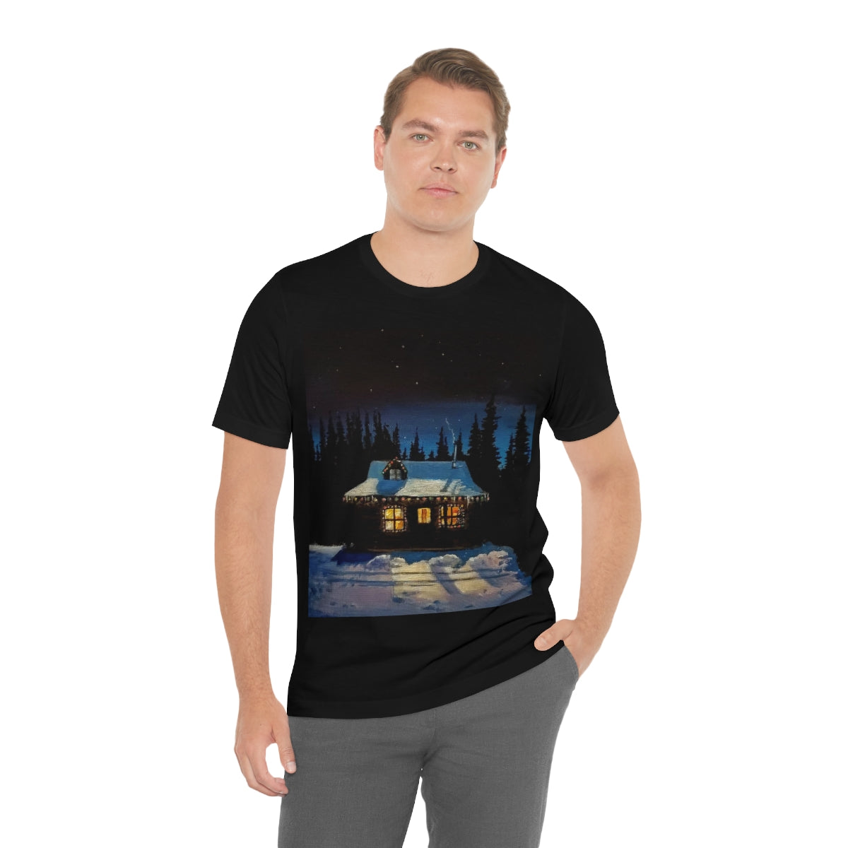 Christmas Cabin Unisex Jersey Short Sleeve Tee