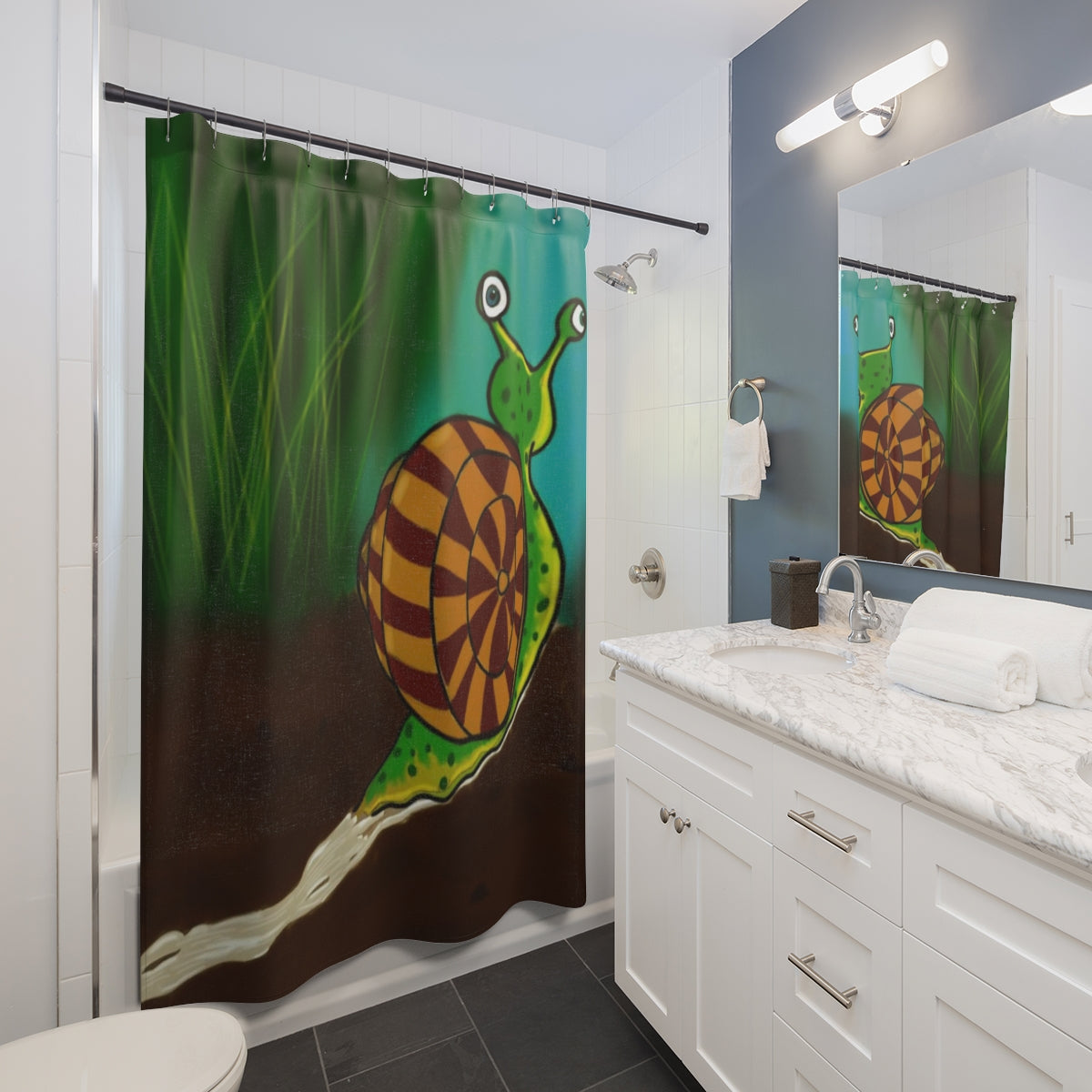 Snail Trail Shower Curtains
