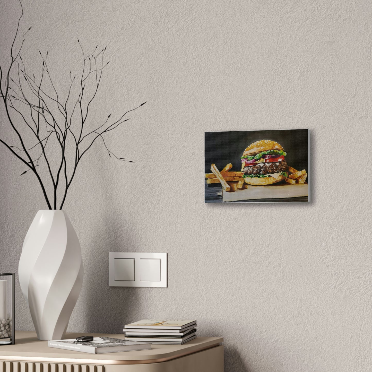 Hamburger and Fries Canvas Stretched
