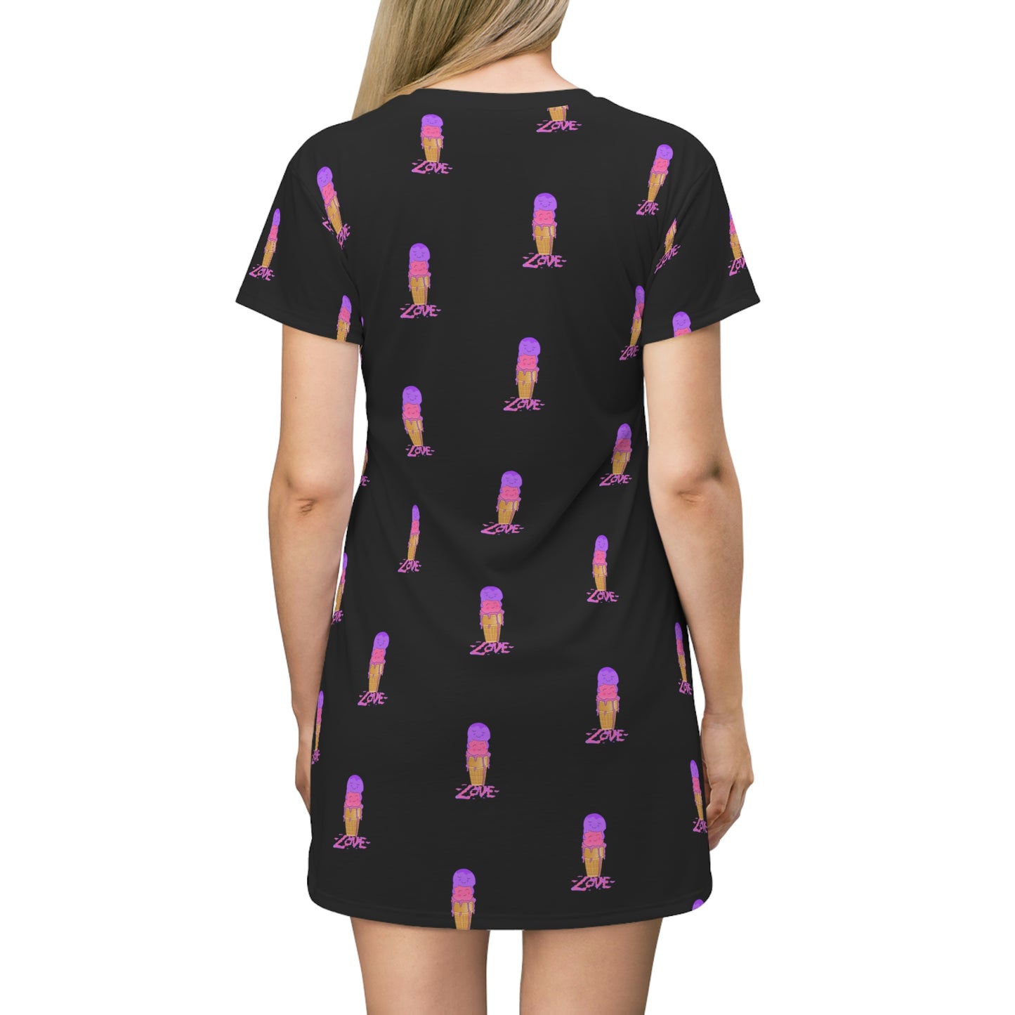 Scoops of Love All Over Print T-Shirt Dress