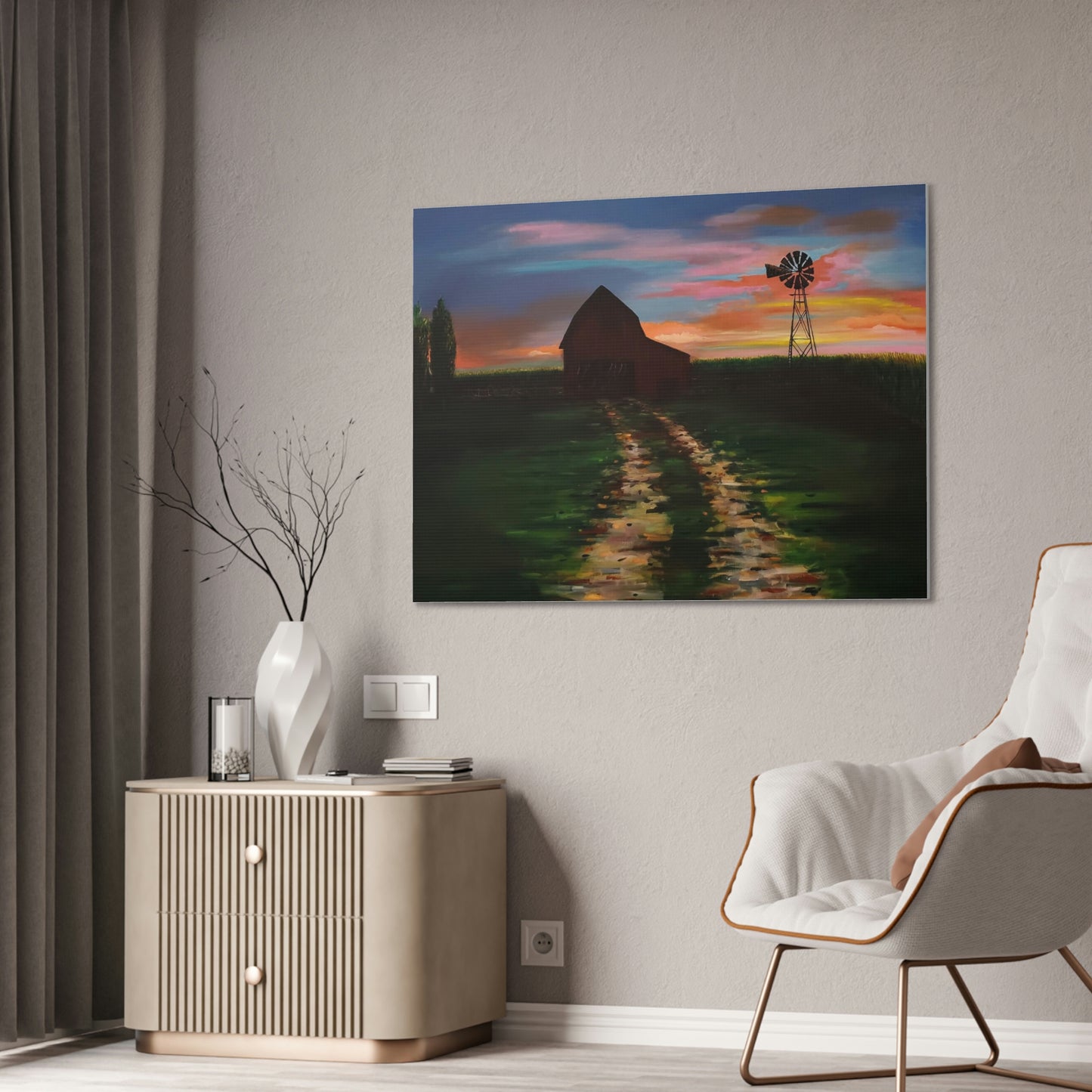 Early Sunrise on the Farm Canvas Stretched, 0.75"