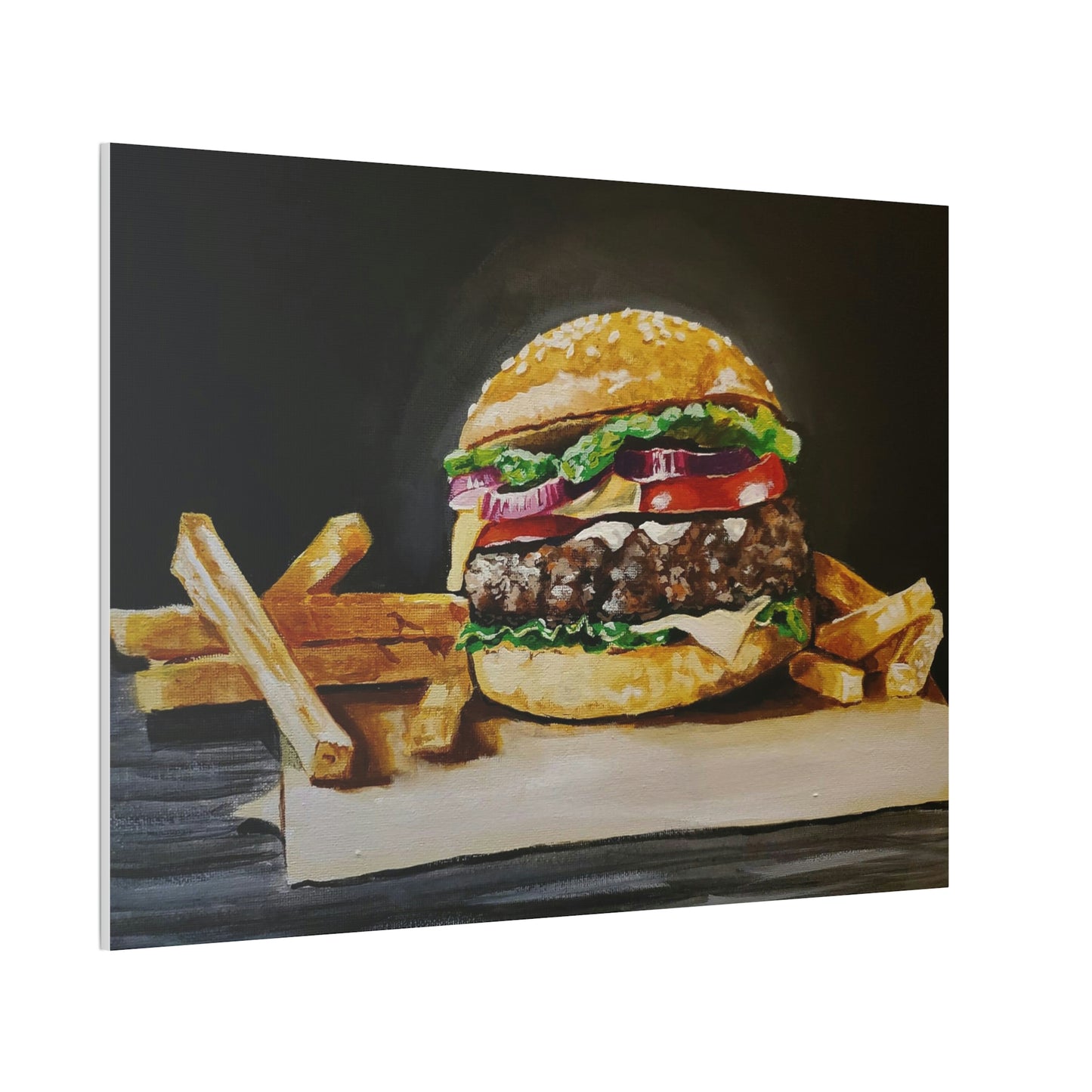 Hamburger and Fries Canvas Stretched