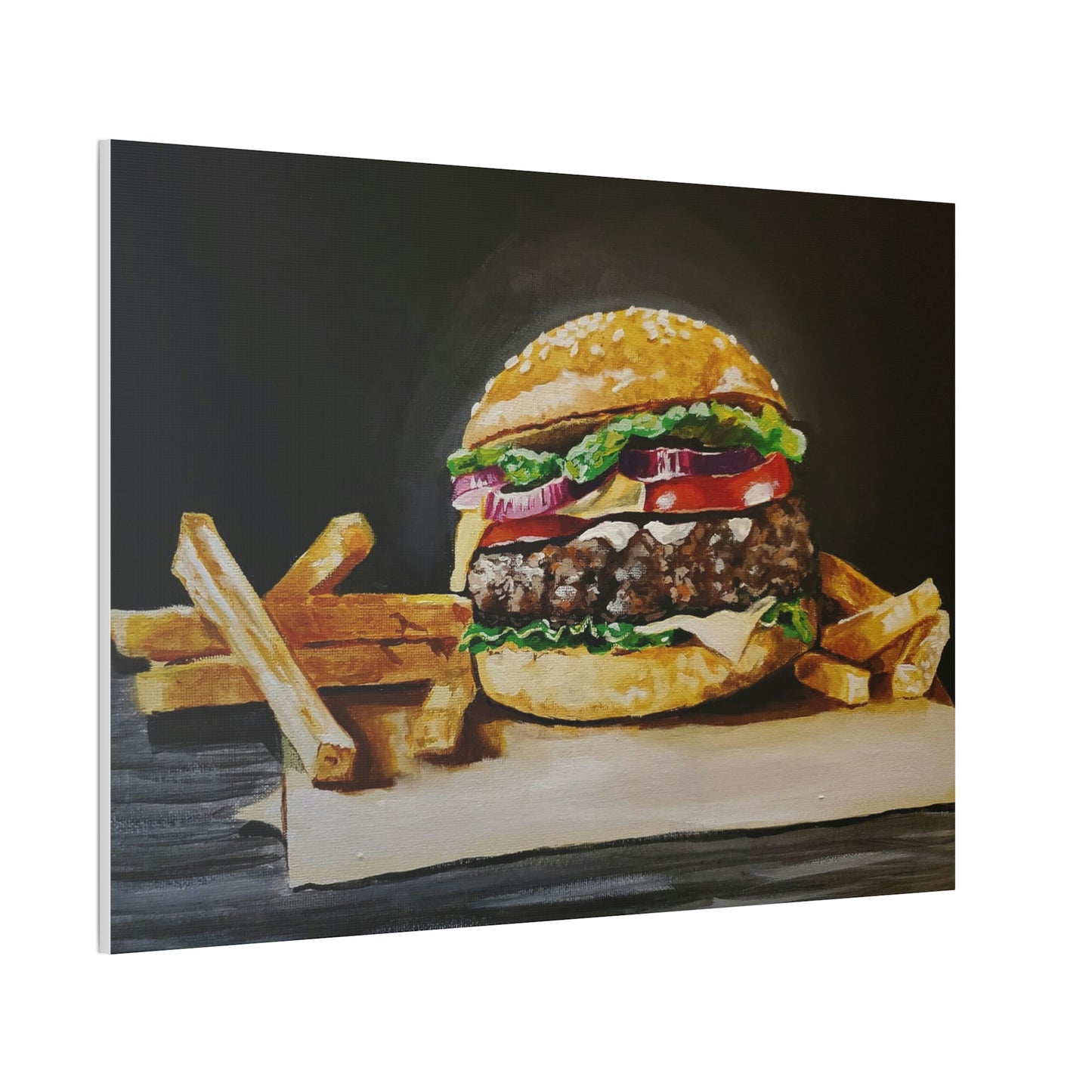 Hamburger and Fries Canvas Stretched