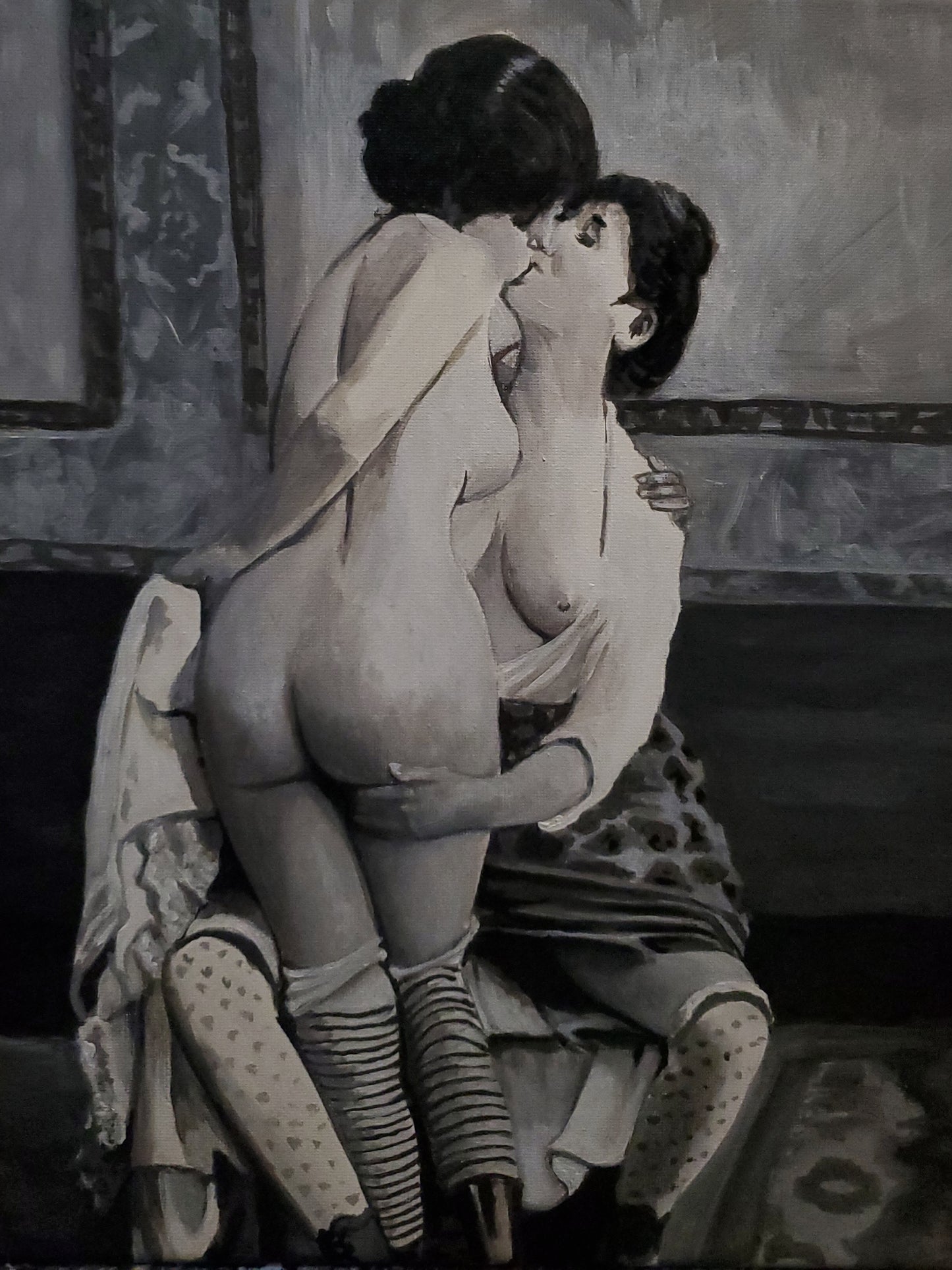 Victorian women kissing