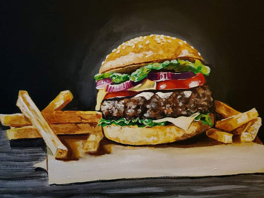 Hamburger and fries